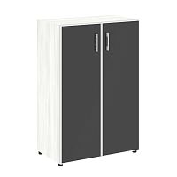 Шкаф средний широкий со стеклом в раме LT-ST 2.4R Black YALTA