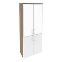Шкаф высокий со стеклом лакобель white в раме ONIX O.ST-1.2R White