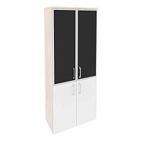 Шкаф высокий со стеклом лакобель black в раме ОНИКС O.ST-1.2R Black