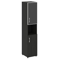 Шкаф высокий узкий со стеклом в раме LT-SU 1.4R Black Л/Пр ЯЛТА / YALTA