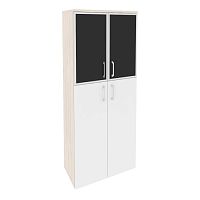 Шкаф высокий со стеклом лакобель black в раме ОНИКС O.ST-1.7R Black