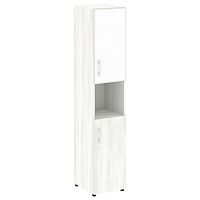 Шкаф высокий узкий со стеклом в раме LT-SU 1.4R White Л/Пр ЯЛТА / YALTA