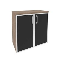 Шкаф низкий со стеклом лакобель black в раме ONIX O.ST-3.2R Black