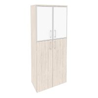 Шкаф высокий со стеклом лакобель white в раме ОНИКС O.ST-1.7R White