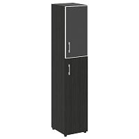Шкаф высокий узкий со стеклом в раме  LT-SU 1.7R Black Л/Пр ЯЛТА / YALTA