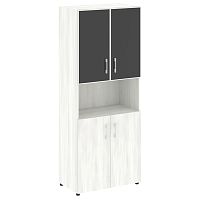 Шкаф высокий широкий со стеклом в раме LT-ST 1.4R Black YALTA