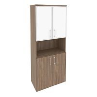 Шкаф высокий со стеклом лакобель white в раме ОНИКС O.ST-1.4R White
