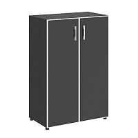 Шкаф средний широкий со стеклом в раме LT-ST 2.4R Black ЯЛТА / YALTA